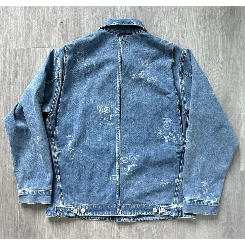Carhartt Wip Stamp Jacket Blue Denim Jacket Mens Size Small NWT $278